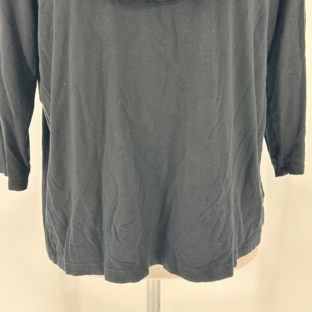 Lauren Ralph Lauren Black Polka Dot Ruffle Rosette 3/4 Sleeve Top Size 1X - Picture 3 of 7